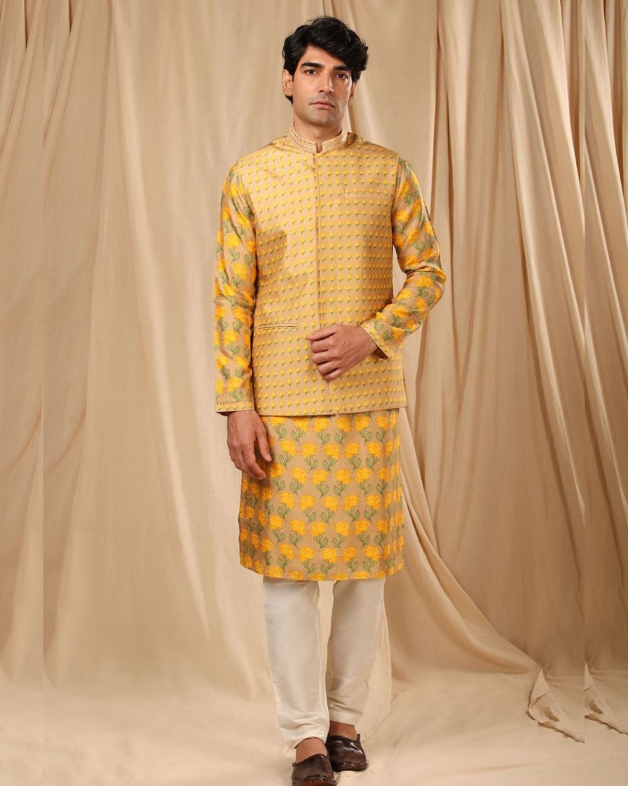 Mens House of Masaba Mens | Beige Bloomingdale Kurta Set