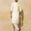 Mens Diya Rajvvir Mens | Pastel Yellow Cutdana Embroidered Kurta Set