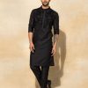 Mens Diya Rajvvir Mens | Black Diamond Embroidered Kurta Set