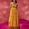 Womens Punit Balana | Yellow Printed Long Crush Dress