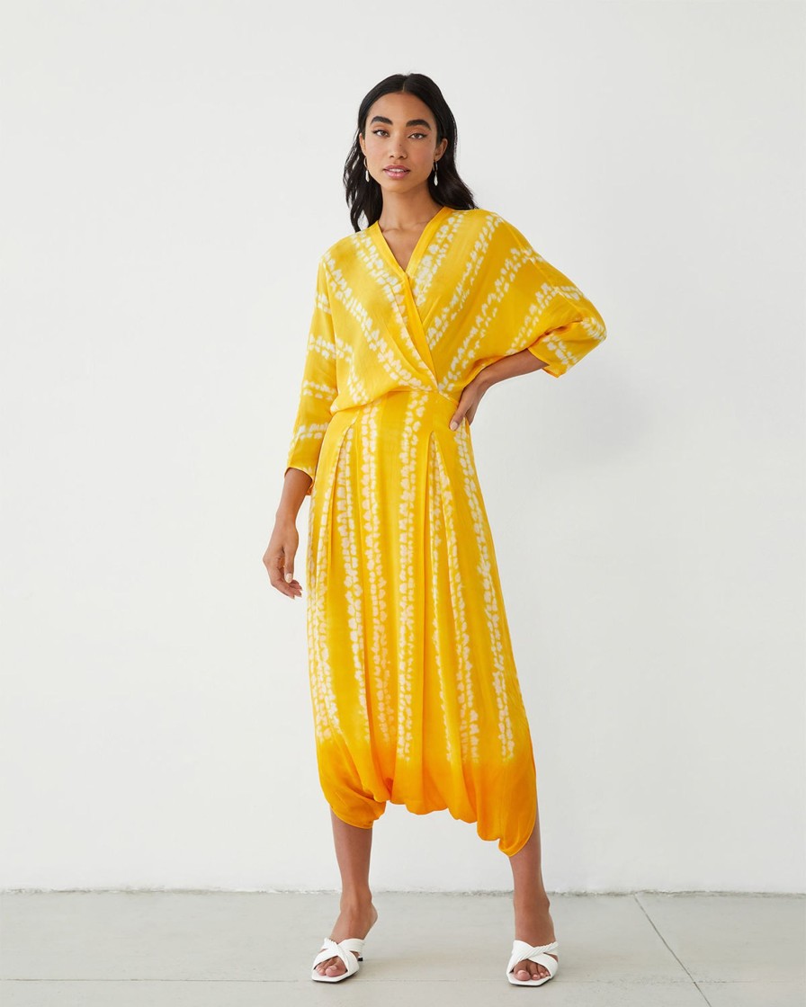 Womens Nupur Kanoi | Yellow Almond Shibori Jumpsuit