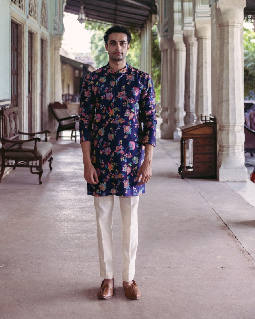 Mens Drishti u0026 Zahabia Mens | Midnight Printed Kurta Set