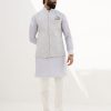 Mens Arjan Dugal | Sky Blue Banarasi Scallop Kurta Set