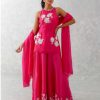 Womens Devnaagri | Fuchsia Pink Embroidered Sharara Set