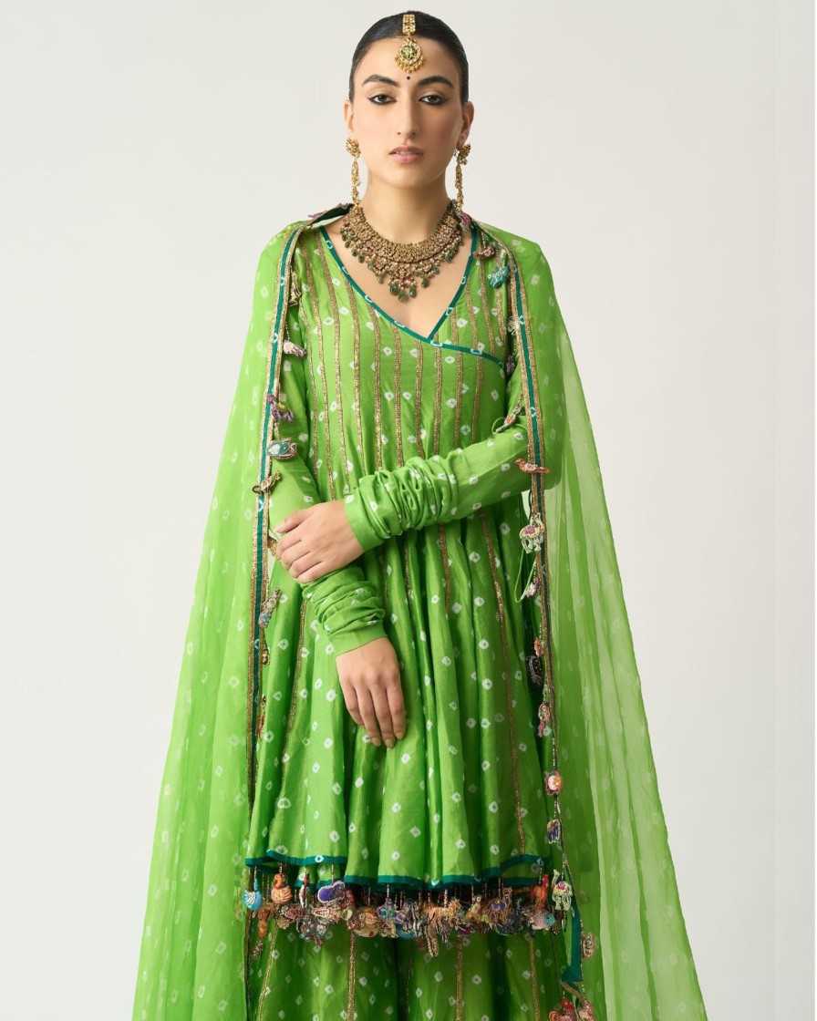 Womens ITRH | Banni Bandhani Angrakha Sharara Set