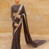 Womens Arpita Mehta | Brown Sequin Beige Gold Self Embroidered Sari Set