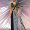 Bridal Amit Aggarwal | Pebble Metallic Corded Blouse With Structured Sari