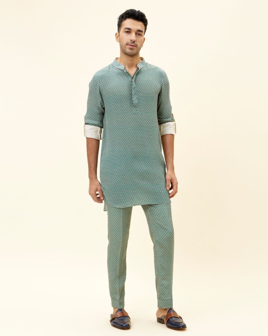 Mens SVA Menswear | Beige Butti Printed Kurta Set