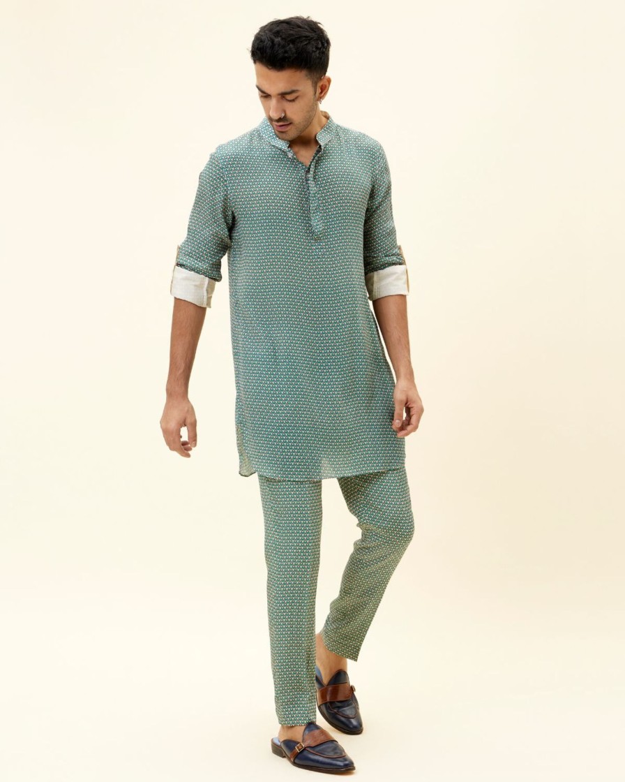 Mens SVA Menswear | Beige Butti Printed Kurta Set