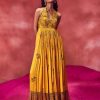 Womens Punit Balana | Yellow Printed Long Crush Dress