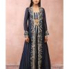 Womens Payal Singhal | Navy Embroidered Jacket With Bustier And Pallazo Pant