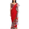 Womens Aisha Rao | Candy Red Labyrinth Sari Set