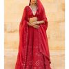 Bridal Arpita Mehta | Red Mirror Embroidered Lehenga Set