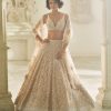 Bridal Seema Gujral | Powder Pink Three-Dimensional Lehenga Set