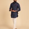 Mens Arjan Dugal | Cobalt Blue Silk Motif Kurta Set