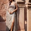 Womens Dolly J | Ismene Pale Grey Woven Lycra Satin Drape Gown