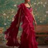 Womens Ridhi Mehra | Deep Fuchsia Allure Sari Set