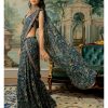 Womens Paulmi u0026 Harsh | Navy Blue Printed Pre-Stitch Sari Set