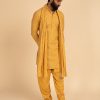 Mens Arjan Dugal | Yellow Jamdani Hand Woven Kurta Set