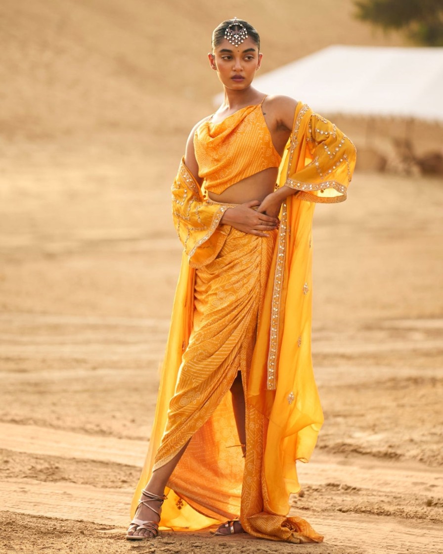 Womens Punit Balana | The Draped Skirt And Cowl Handkerchief Top Set