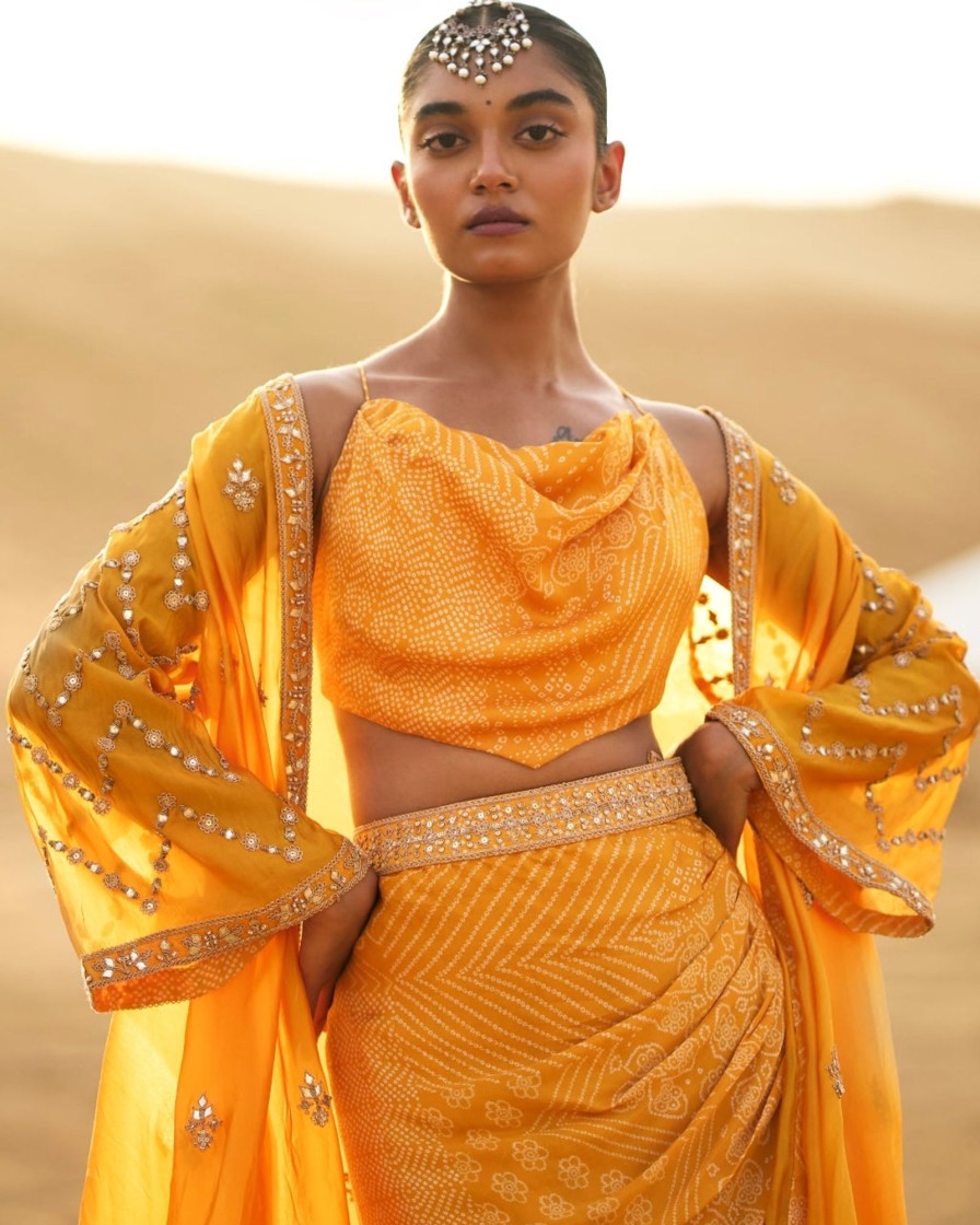 Womens Punit Balana | The Draped Skirt And Cowl Handkerchief Top Set