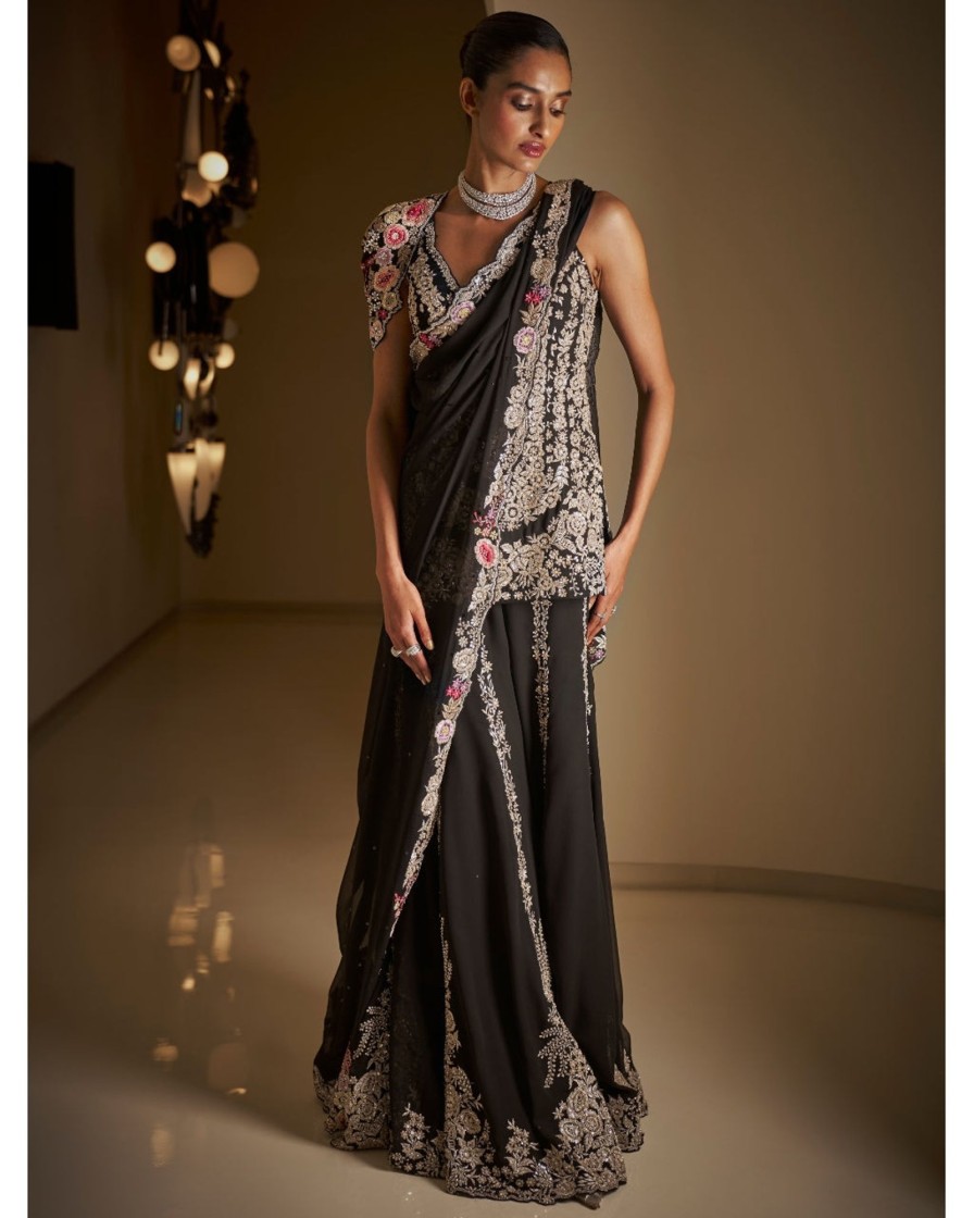 Womens Seema Gujral | Black Silver Sharara Set