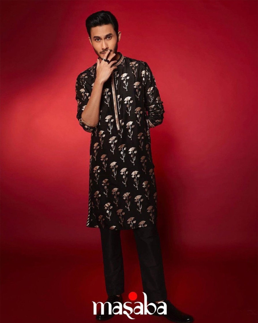 Mens House of Masaba Mens | Black Periwinkle Kurta