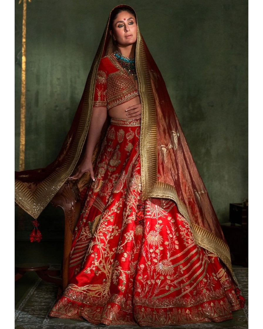 Bridal House of Masaba | Red 'Bagh-E-Bahar' Lehenga Set