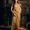 Womens Seema Gujral | Gold Mirror Work Sari Set