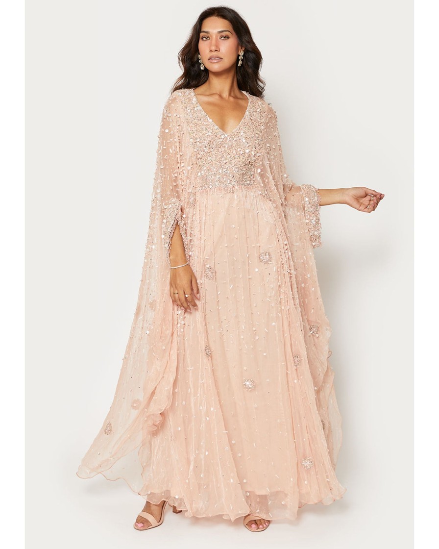 Womens KYNAH | Pink Beaded Kaftan