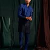 Mens Project Bandi | Azure Ombre Modal Linen Kurta With Matching Pajama