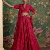 Womens Ridhi Mehra | Deep Fuchsia Dream Lehenga Set