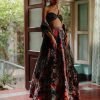 Bridal Geethika Kanumilli | Scarlet Noir Printed Floral U0026 Lattice Lehenga Set