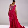 Womens Diya Rajvvir | Fuchsia Pink Embroidered Skirt Sari Set