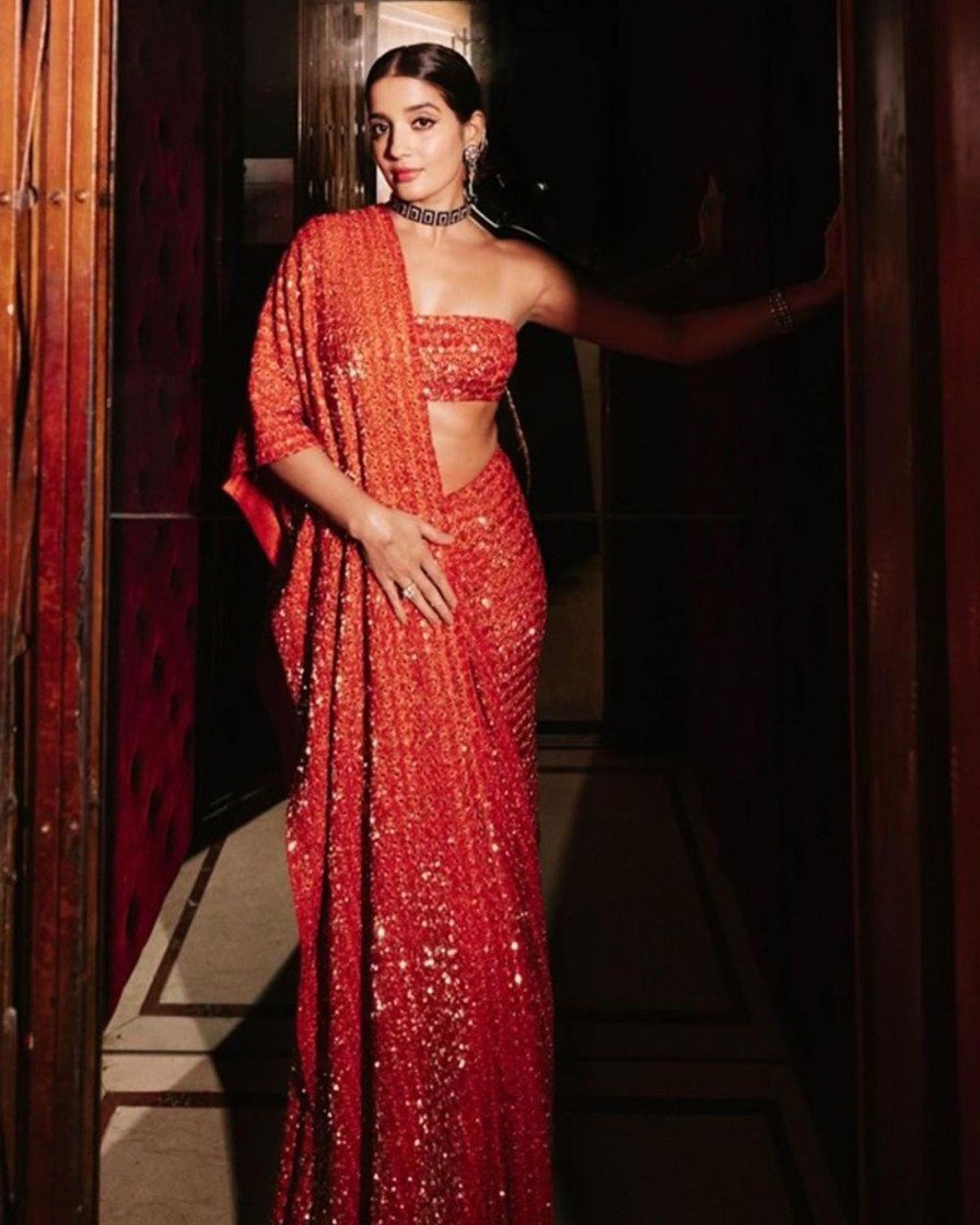 Bridal Arpita Mehta | Toasted Orange Sari Set