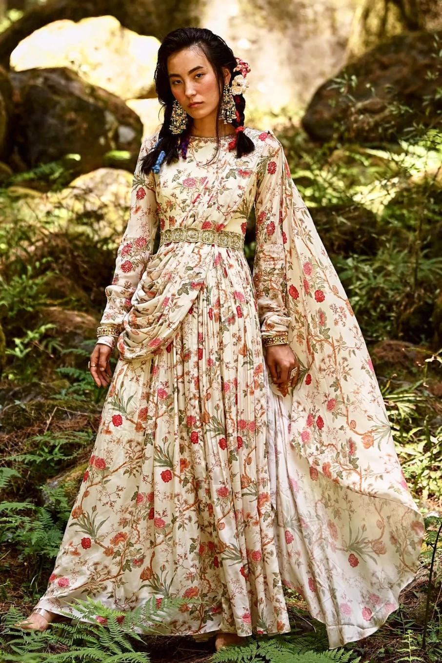 Womens Paulmi u0026 Harsh | Off-White Hand Embroidered Anarkali Set