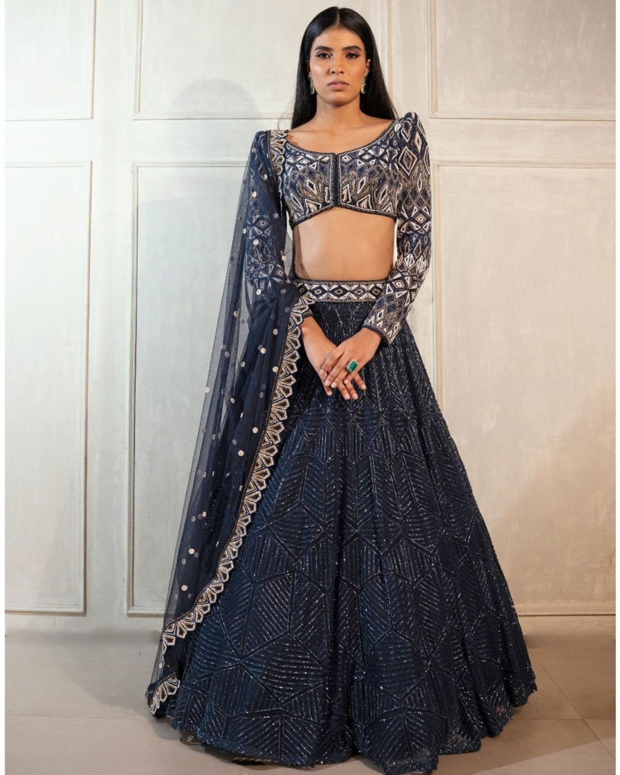 Womens Ritika Mirchandani | Navy Blue Darya Lehenga Set