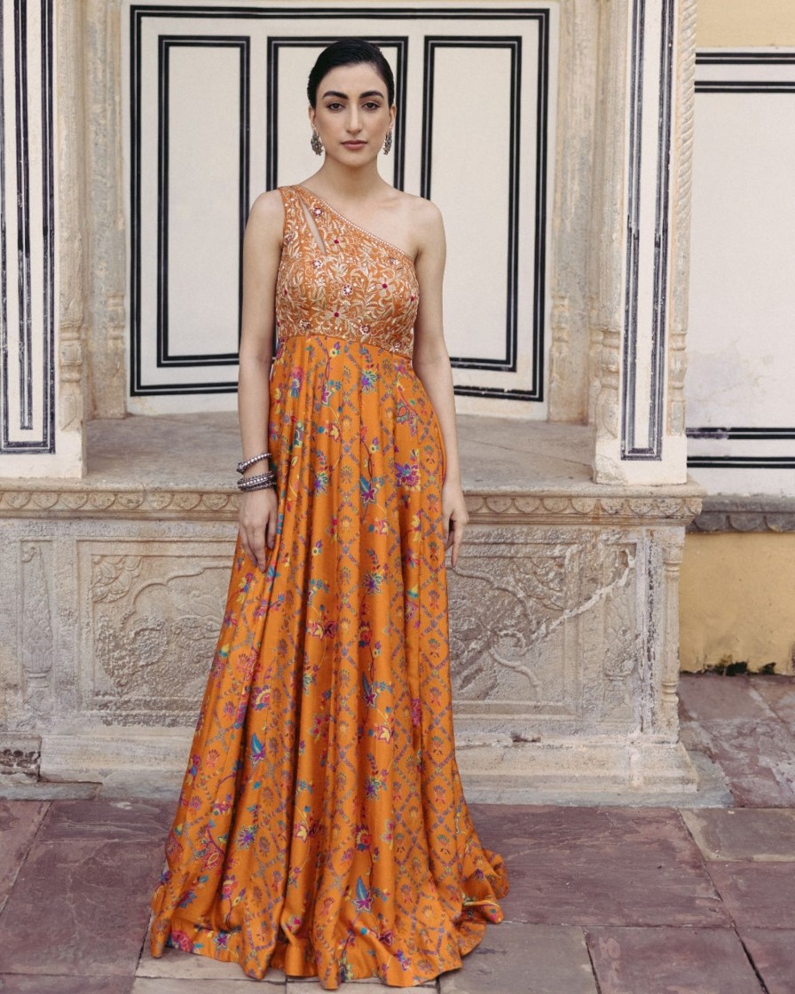 Womens Drishti u0026 Zahabia | Tangerine Maxi Dress