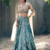 Bridal Paulmi u0026 Harsh | Ice Blue Self Woven Jacquard Lehenga Set