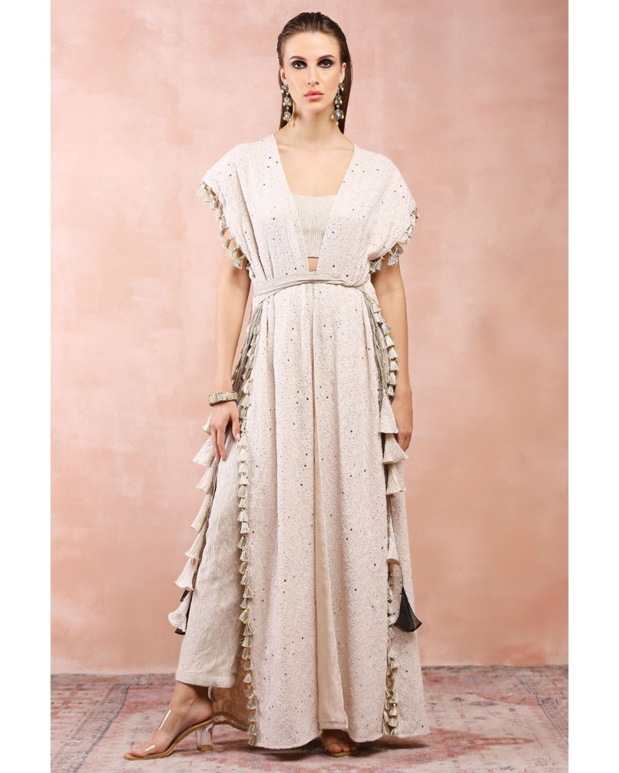 Womens Payal Singhal | Cream Jacket And Pants