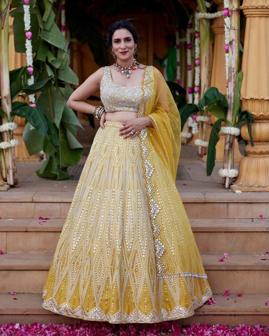 Womens Chamee and Palak | Yellow Mia Lehenga Set