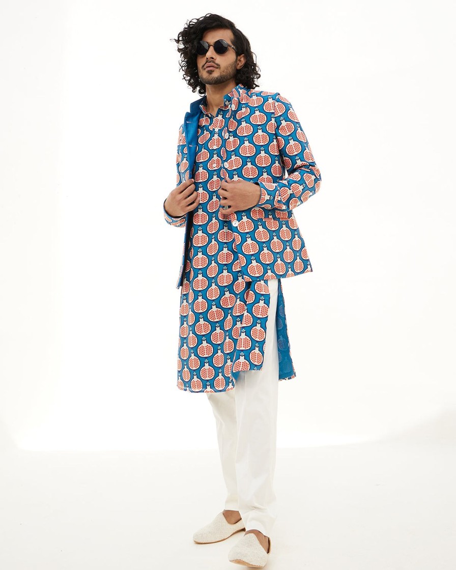 Mens Arjan Dugal | Pomegranate Print Kurta Set