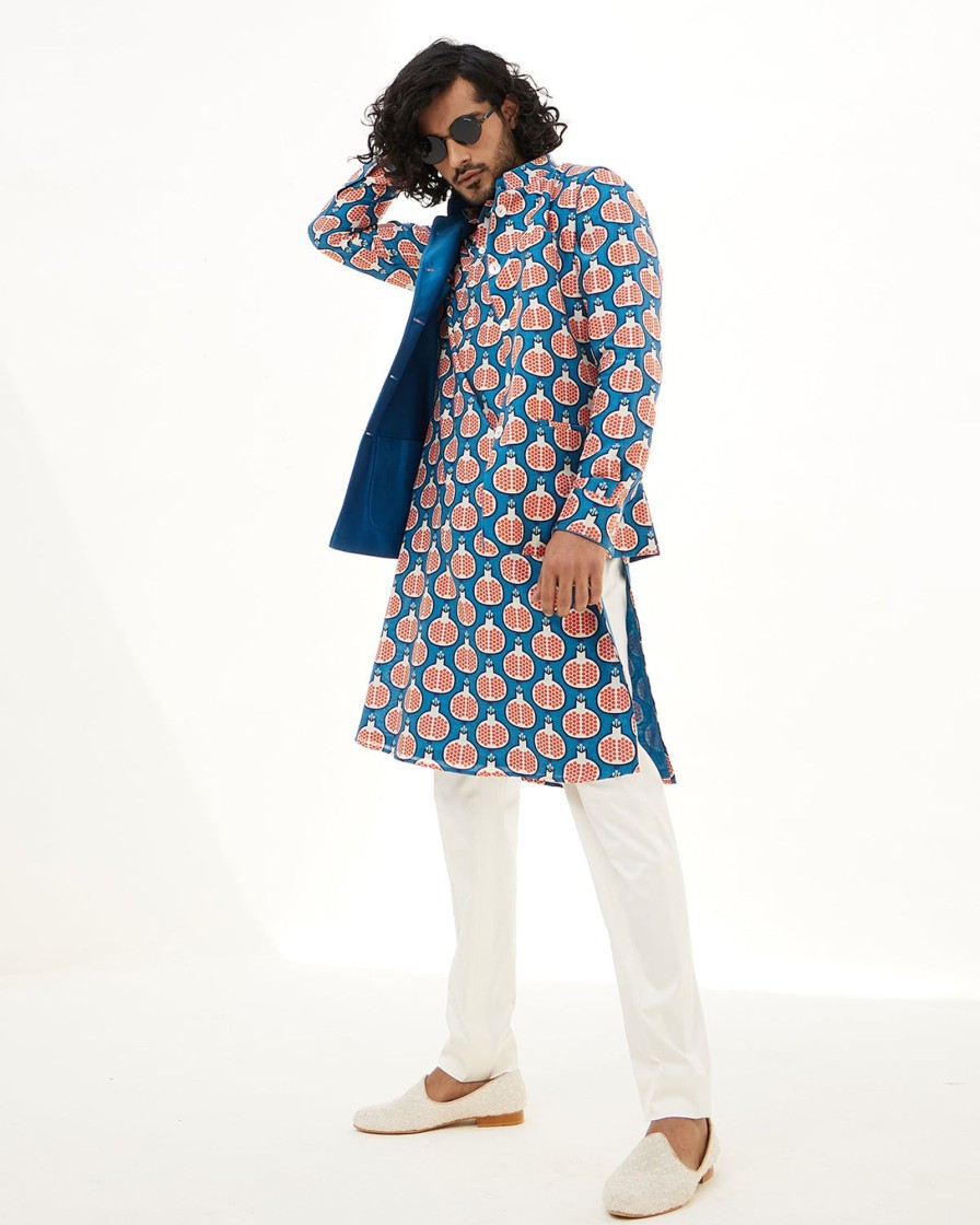 Mens Arjan Dugal | Pomegranate Print Kurta Set