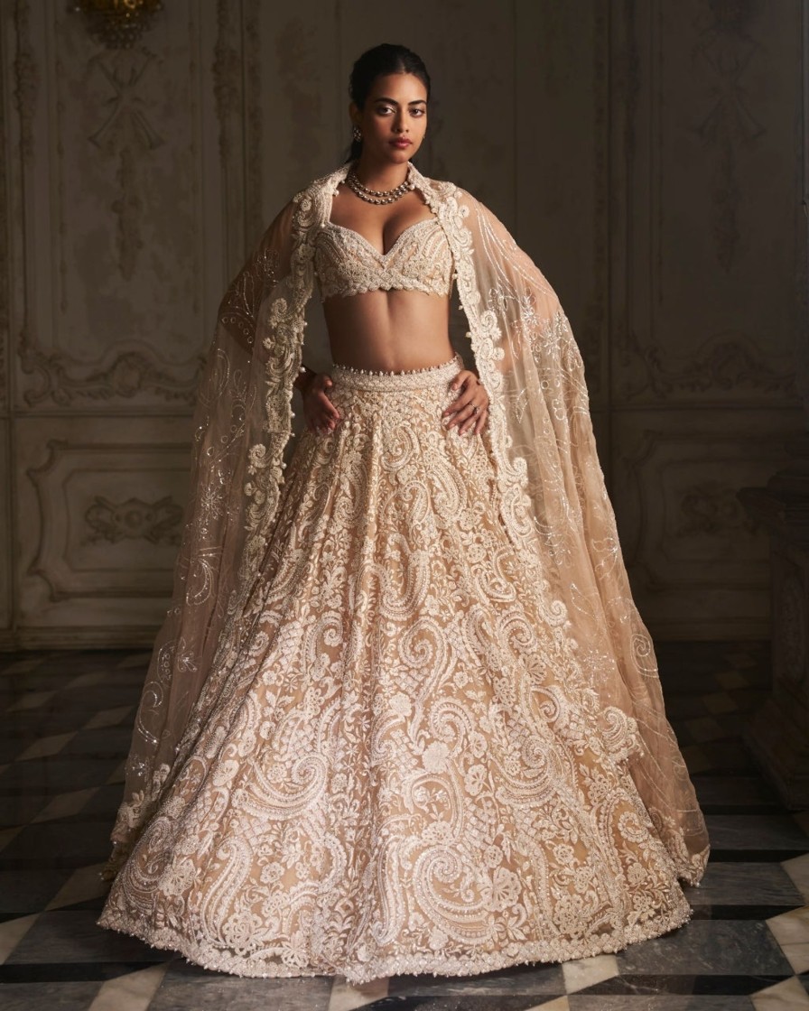 Bridal Seema Gujral | Nude Paisley Lehenga Set