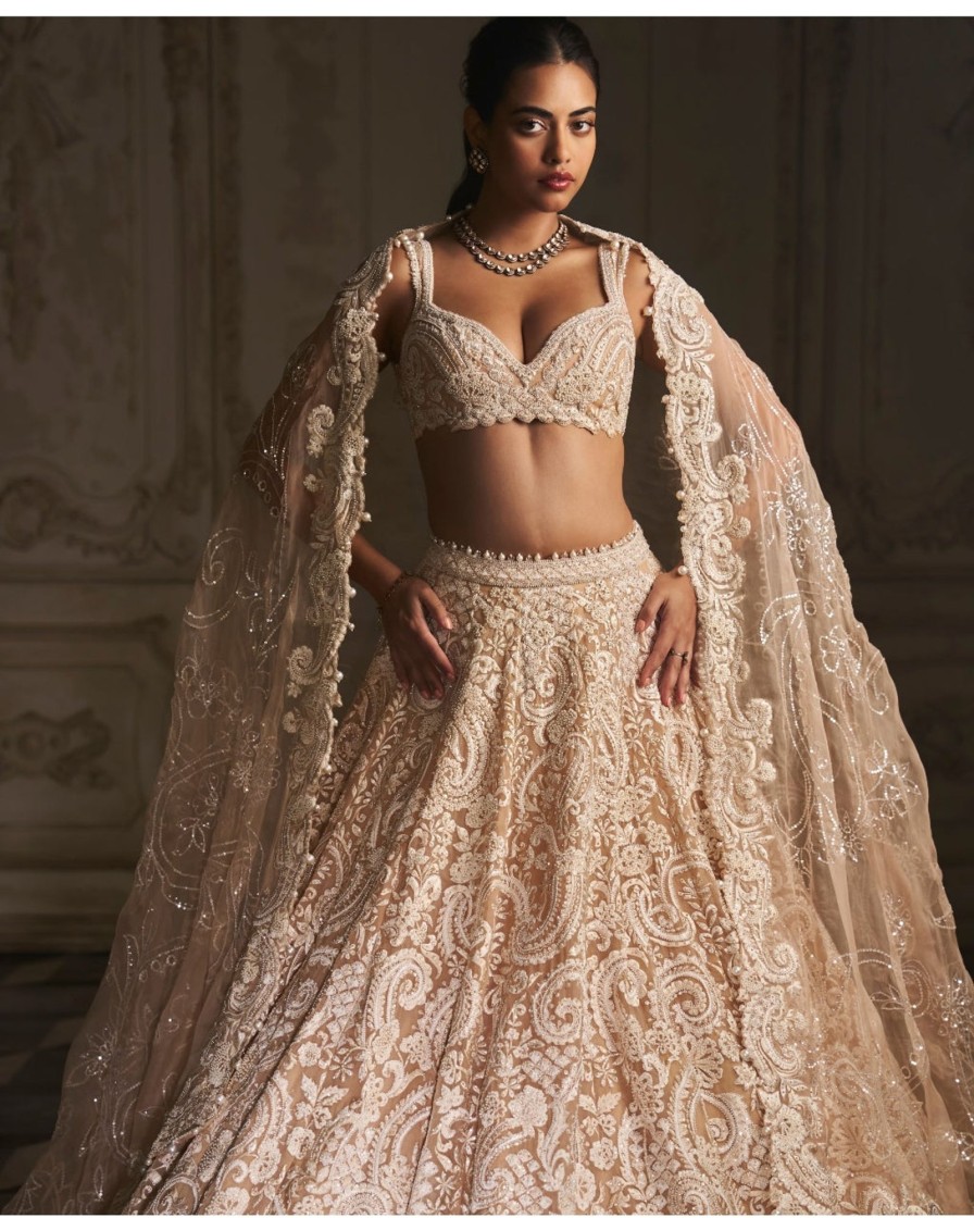 Bridal Seema Gujral | Nude Paisley Lehenga Set