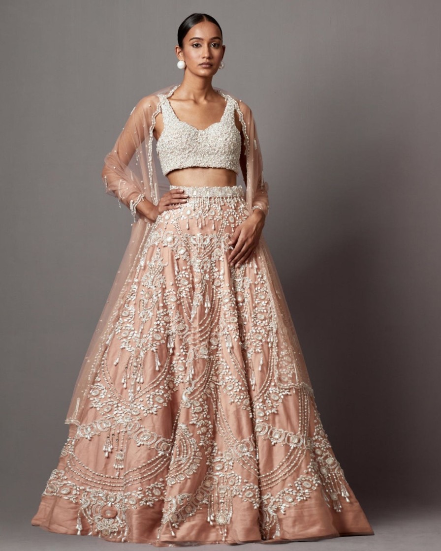 Bridal Mala u0026 Kinnary | Rose Dust Rose Lehenga Set