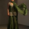 Womens Bhumika Sharma | Green Embroidered Kurta U0026 Gotta Sharara Set