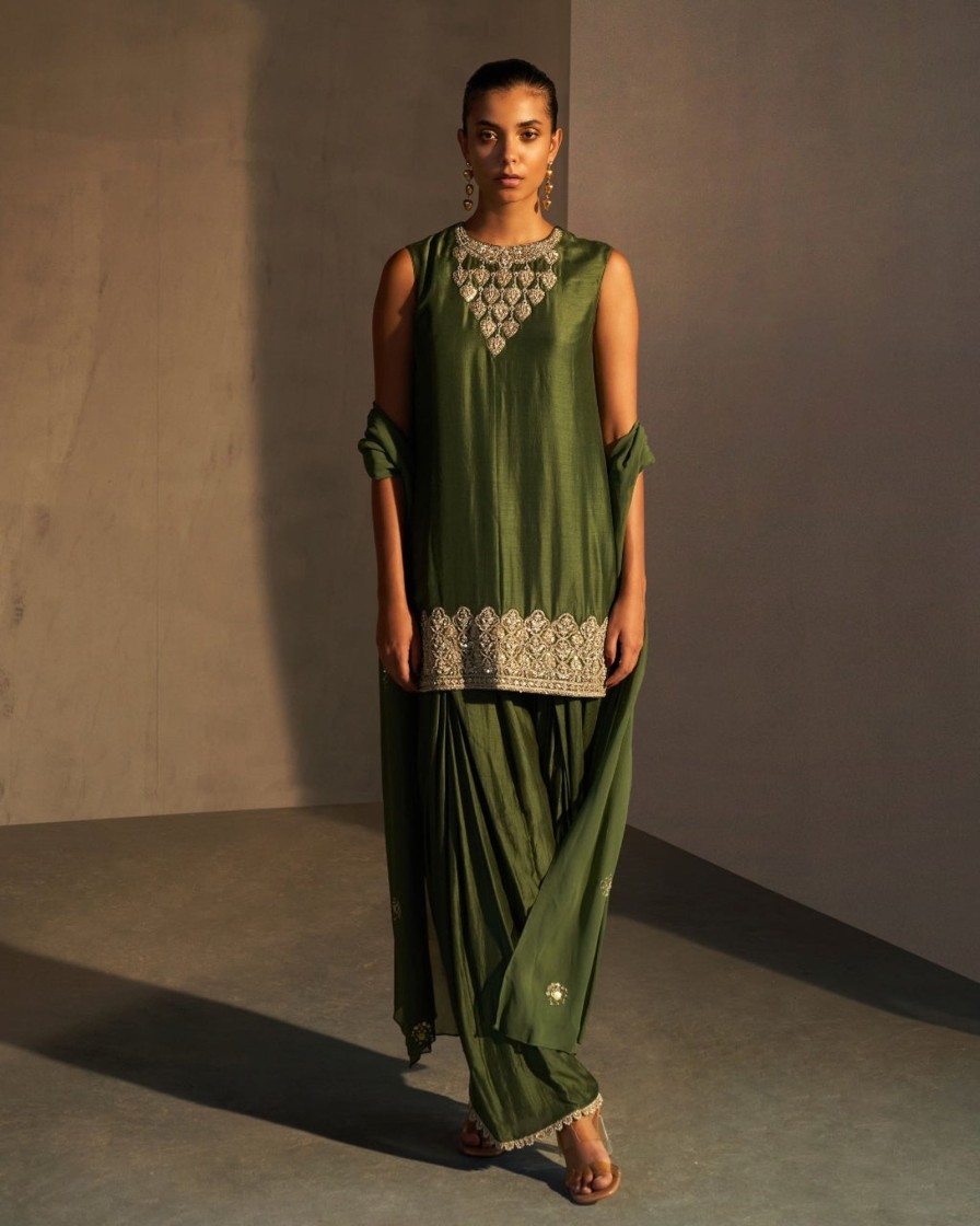 Womens Bhumika Sharma | Green Kurta U0026 Dhoti Salwar Set