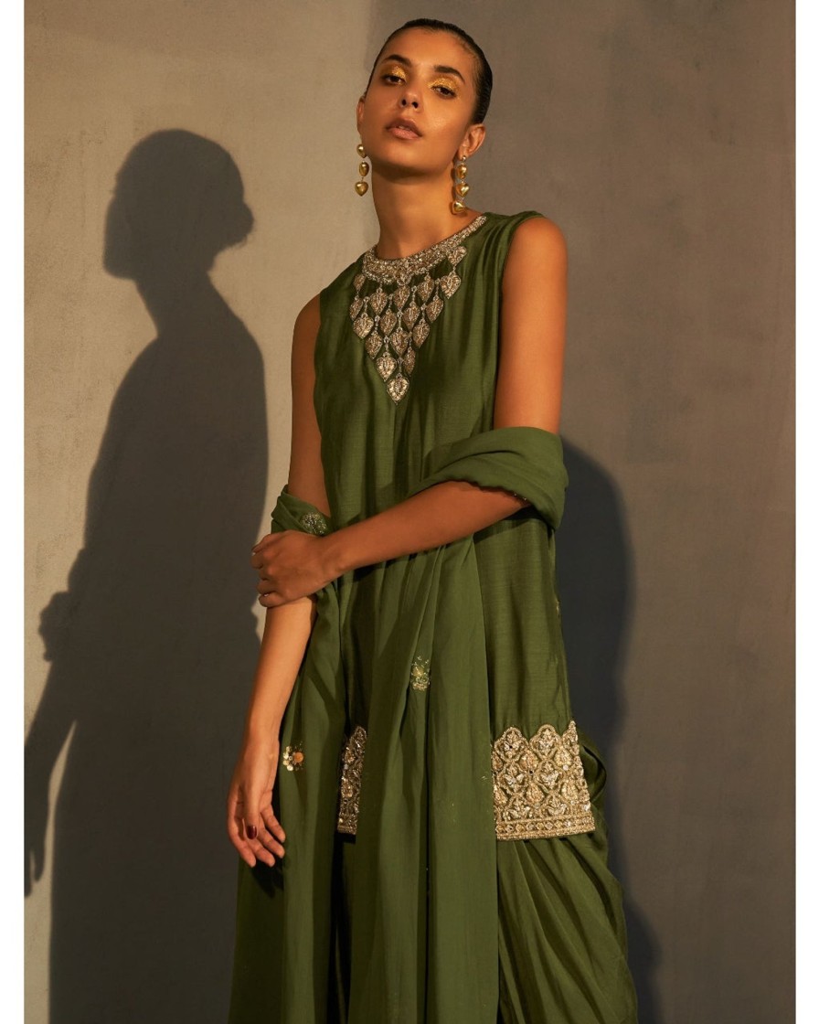 Womens Bhumika Sharma | Green Kurta U0026 Dhoti Salwar Set