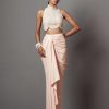 Womens Mala u0026 Kinnary | Pastel Pink Drape Skirt Blouse Set